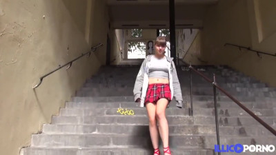 Young French girl in a sexy skirt