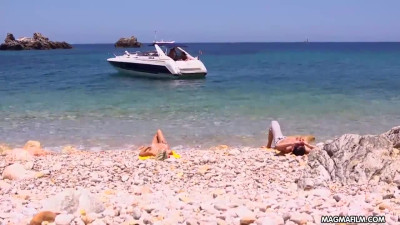 German babe getting fucked on a paradise beach