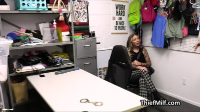 Busty oily tattoo artist milks officers dick