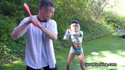 Oiling up and fucking sexy baseball trainer