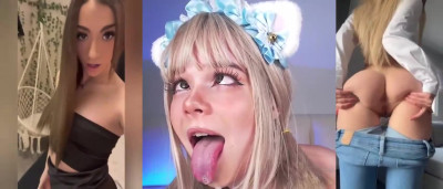 Young girls do ahegao and open their young pussies